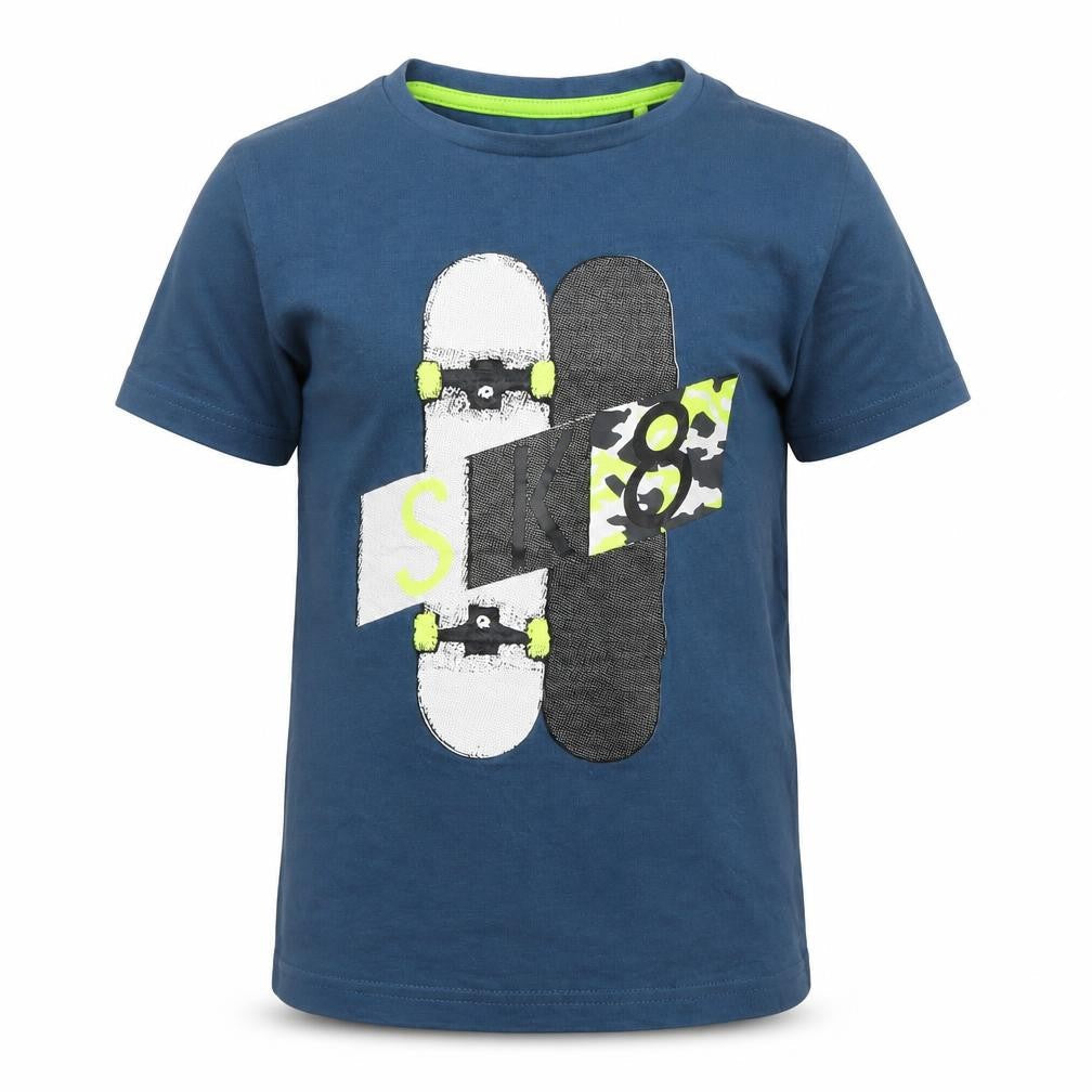 TU Boys Blue  Cotton Basic T-Shirt Size 7 Years Round Neck Pullover - Sk8