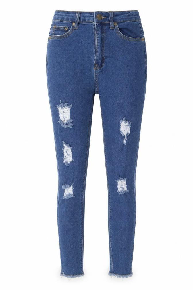 Boohoo Womens Blue  Cotton Skinny Jeans Size 6 L25 in Regular Button