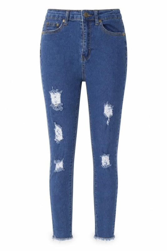 Boohoo Womens Blue  Cotton Skinny Jeans Size 6 L25 in Regular Button