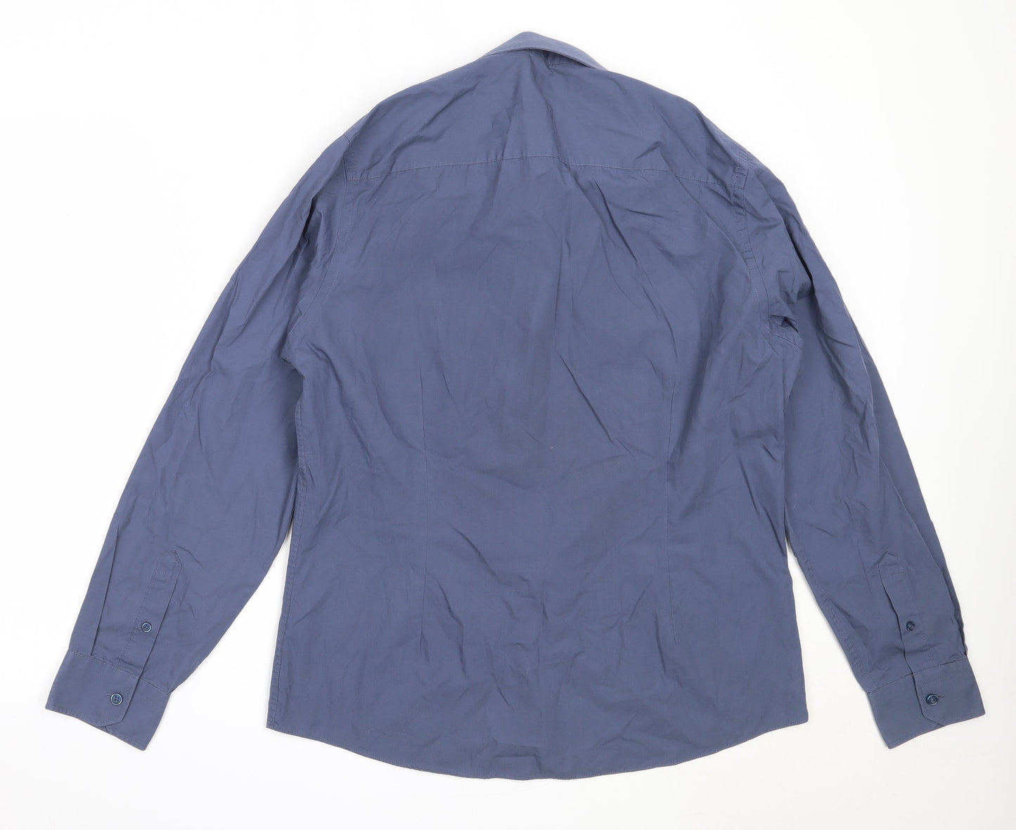 River Island Mens Blue  Cotton  Button-Up Size L Collared