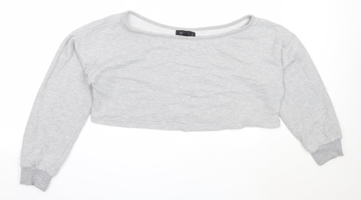 Missguided Womens Grey  Cotton Pullover Sweatshirt Size 10