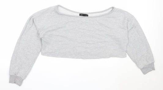 Missguided Womens Grey  Cotton Pullover Sweatshirt Size 10
