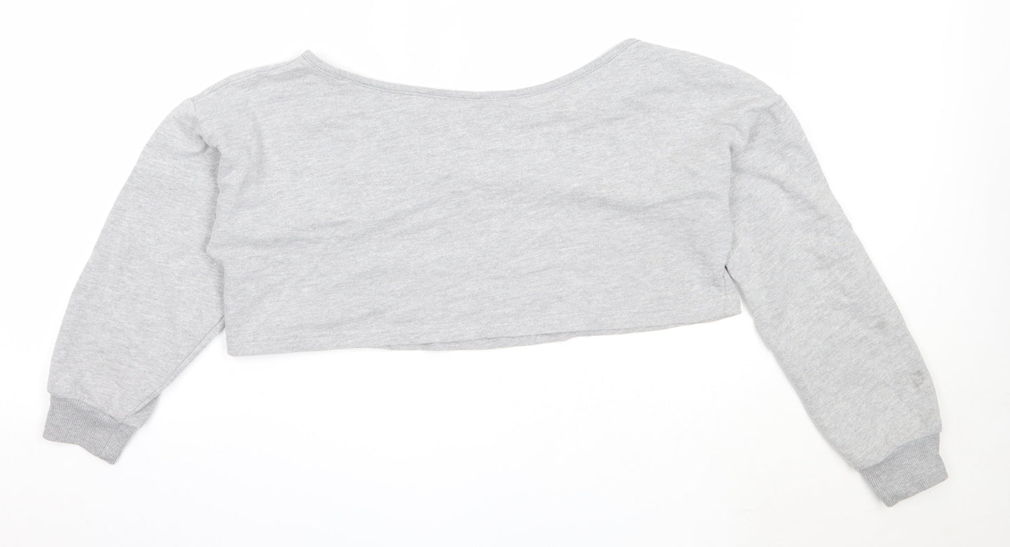Missguided Womens Grey  Cotton Pullover Sweatshirt Size 10