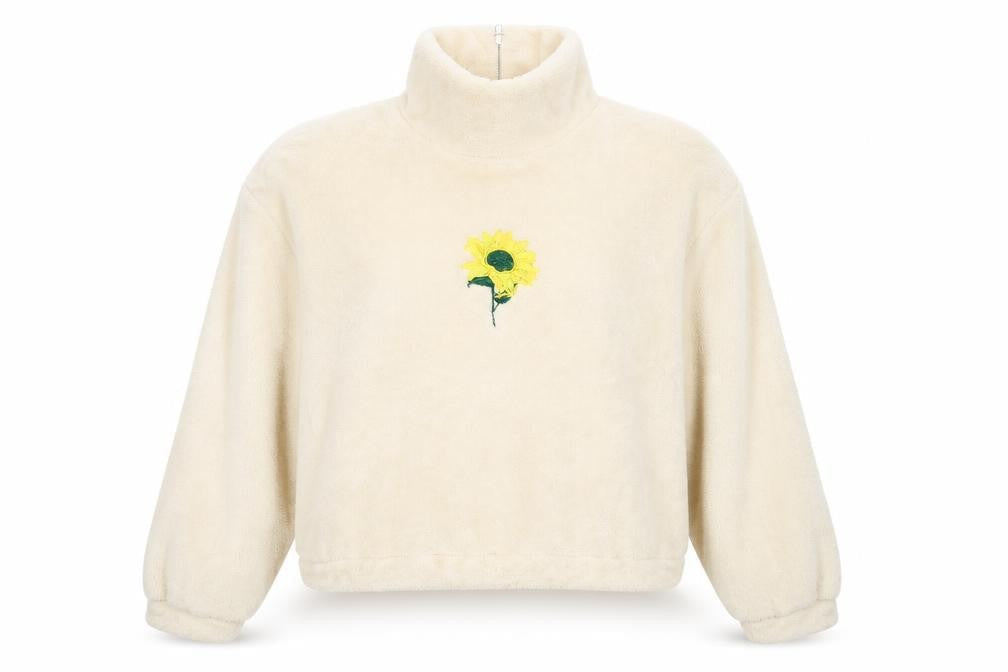 SheIn Womens Ivory  Polyester Pullover Sweatshirt Size S