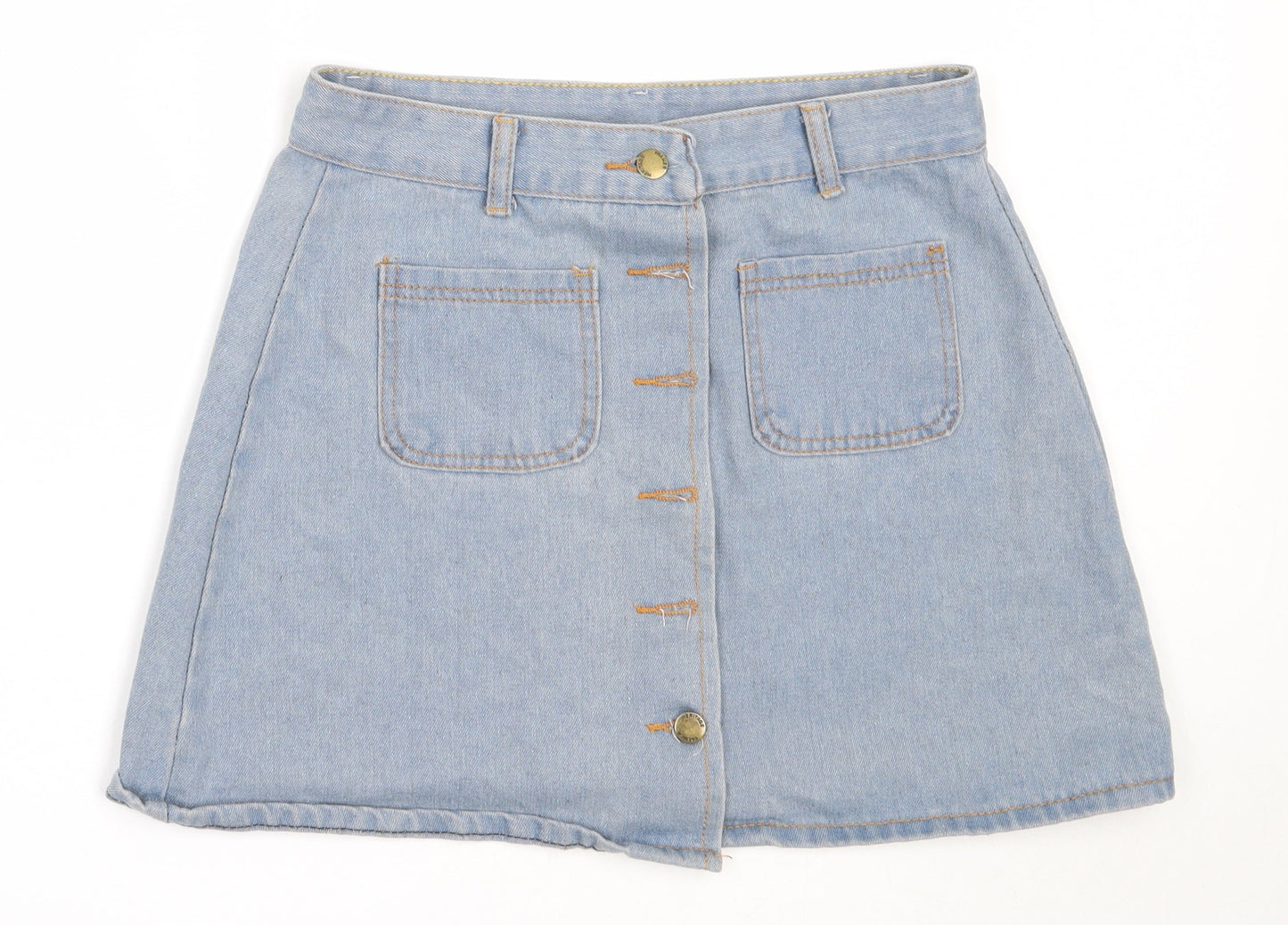 Preworn Womens Blue  Cotton Mini Skirt Size L