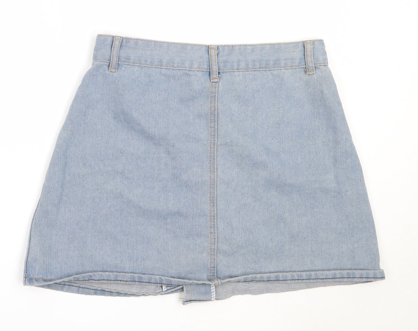 Preworn Womens Blue  Cotton Mini Skirt Size L