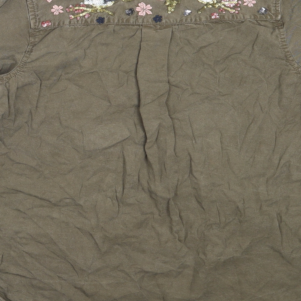 Papaya Womens Green  Lyocell Basic Button-Up Size 10 Collared