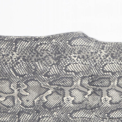 Preloved Zara Womens Grey Animal Print Polyester Basic Tank Size M Square Neck - Detail