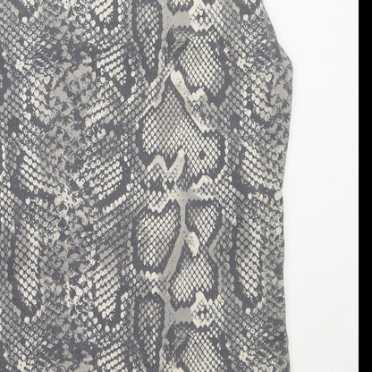 Preloved Zara Womens Grey Animal Print Polyester Basic Tank Size M Square Neck - Label