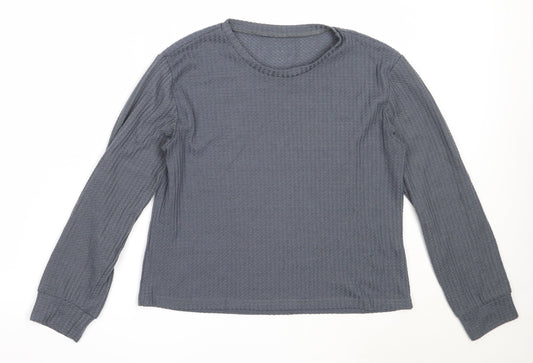 Preworn Womens Blue Round Neck  Polyester Pullover Jumper Size S