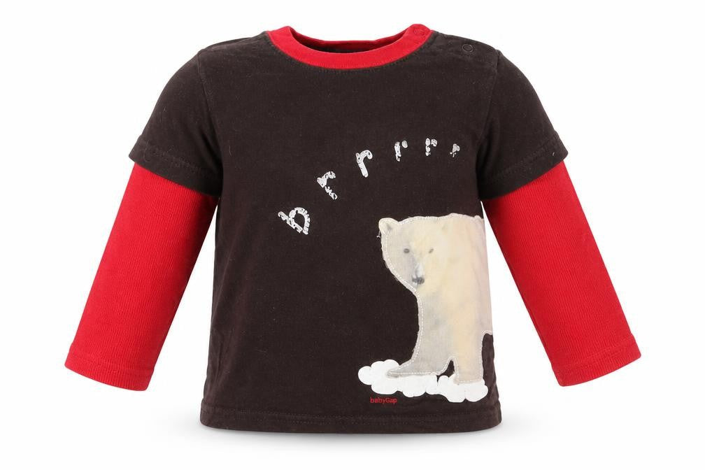 Gap Boys Brown  Cotton Basic T-Shirt Size 12-18 Months Round Neck