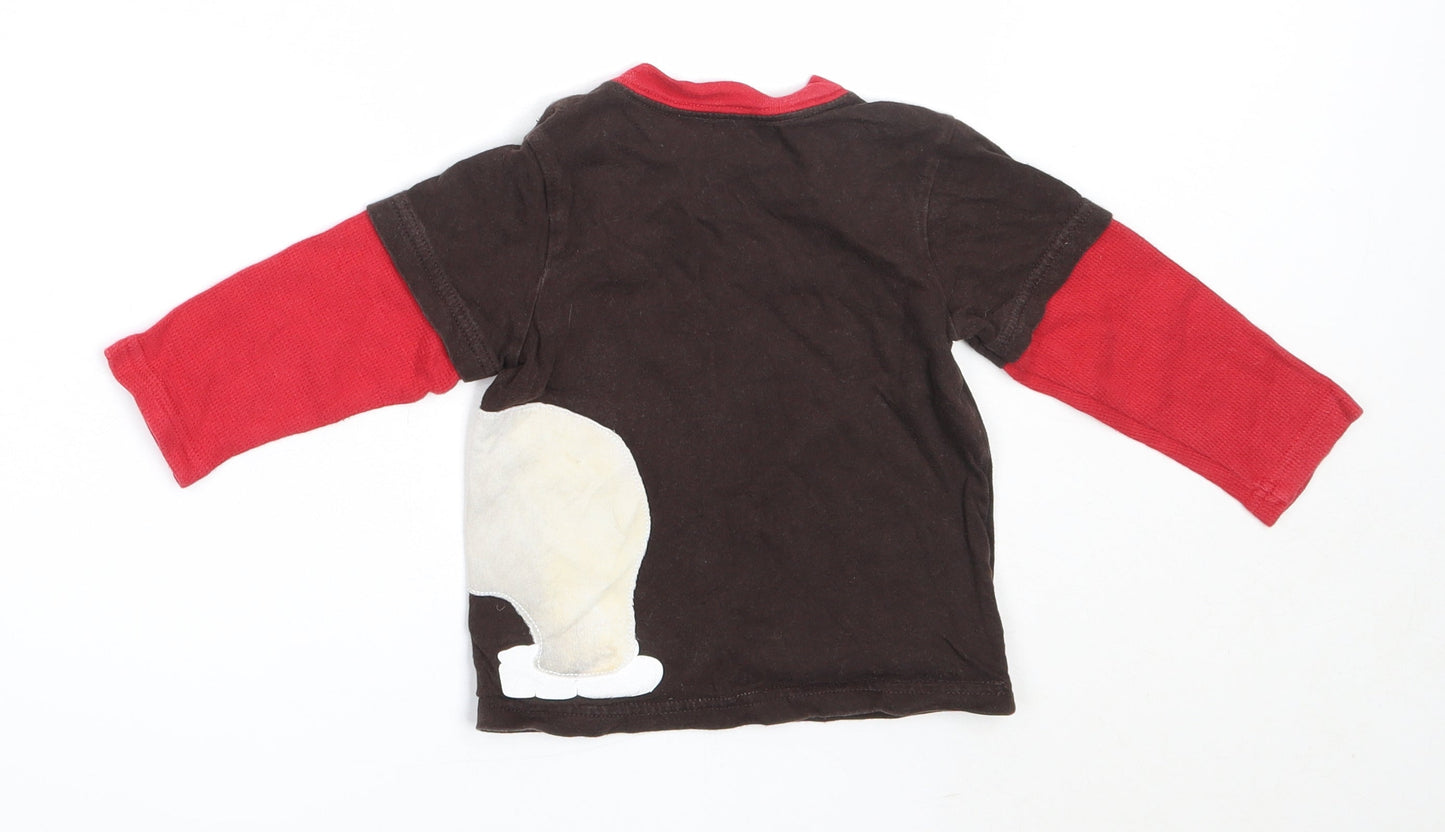 Gap Boys Brown  Cotton Basic T-Shirt Size 12-18 Months Round Neck