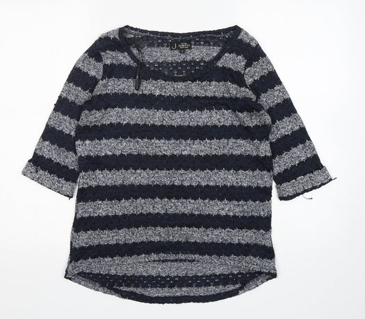 New Look Womens Multicoloured Round Neck Striped Polyester Pullover Jumper Size 12