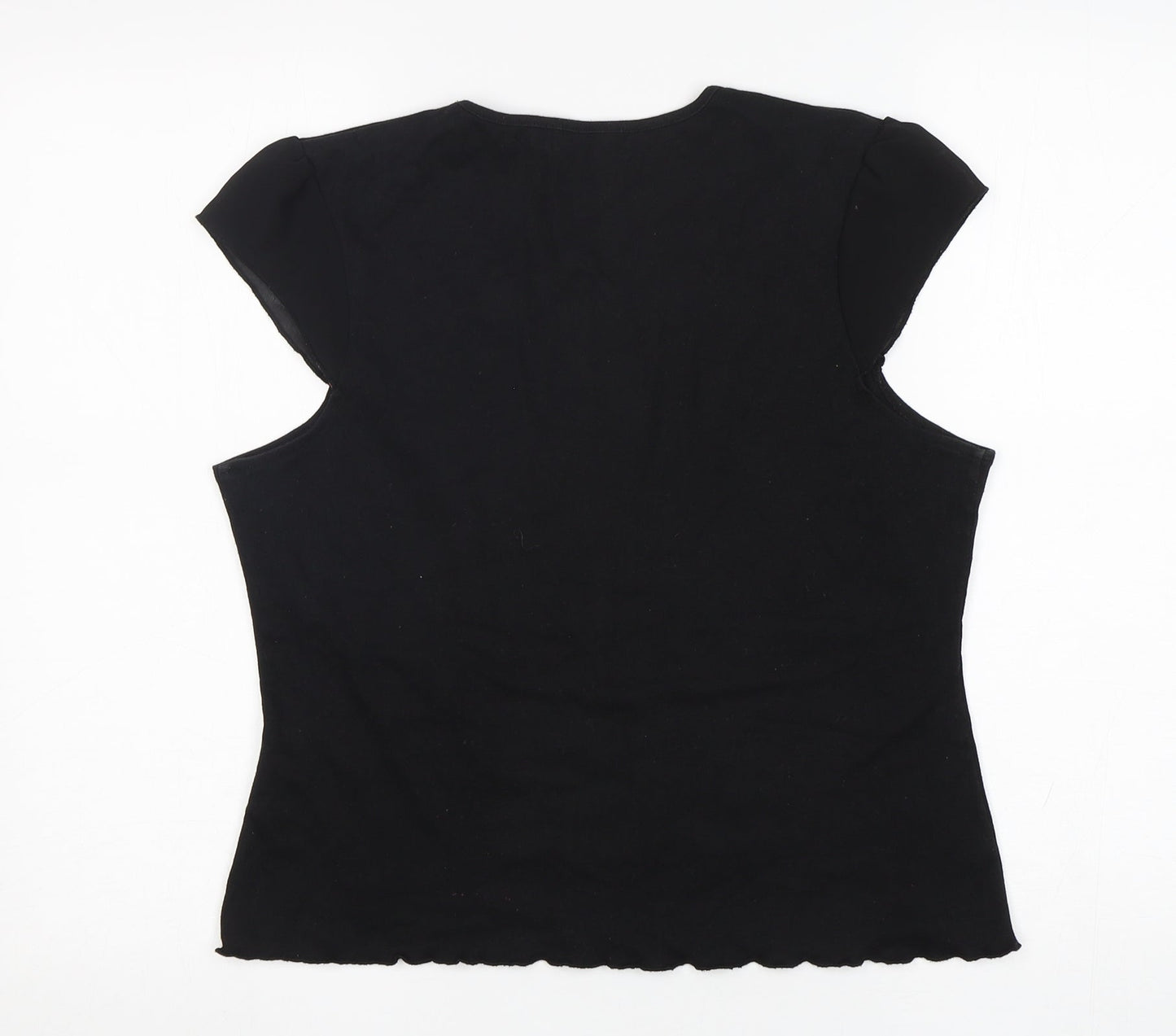 Provencale Womens Black  Cotton Basic T-Shirt Size 18 Round Neck