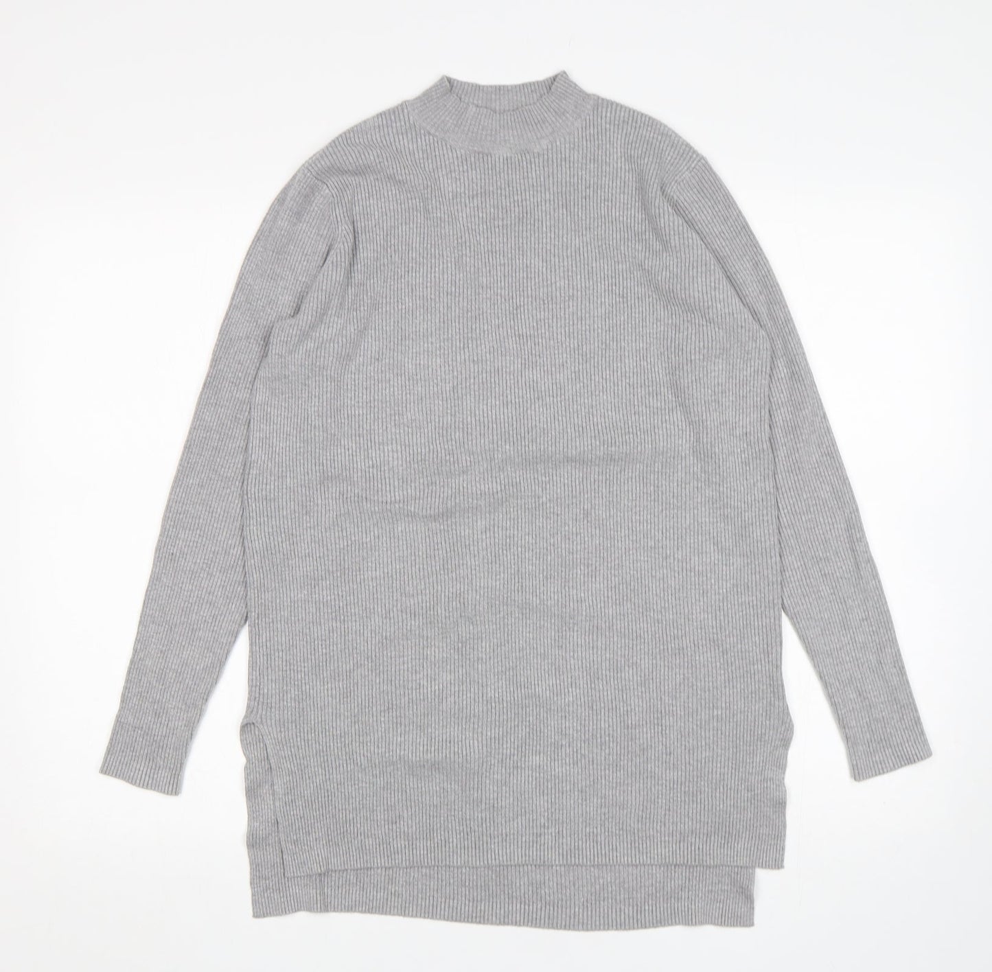 Papaya Womens Grey Mock Neck  Viscose Pullover Jumper Size M