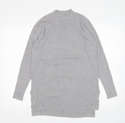 Papaya Womens Grey Mock Neck  Viscose Pullover Jumper Size M