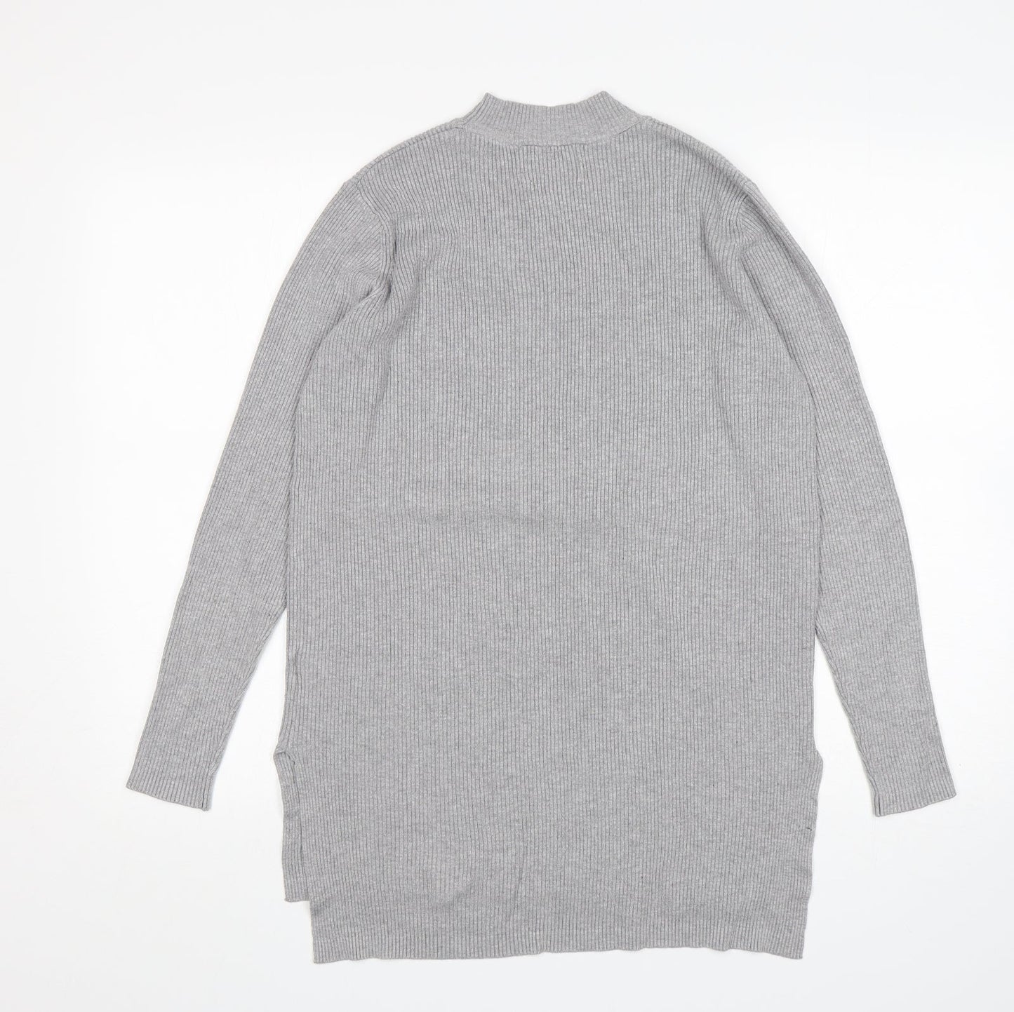 Papaya Womens Grey Mock Neck  Viscose Pullover Jumper Size M