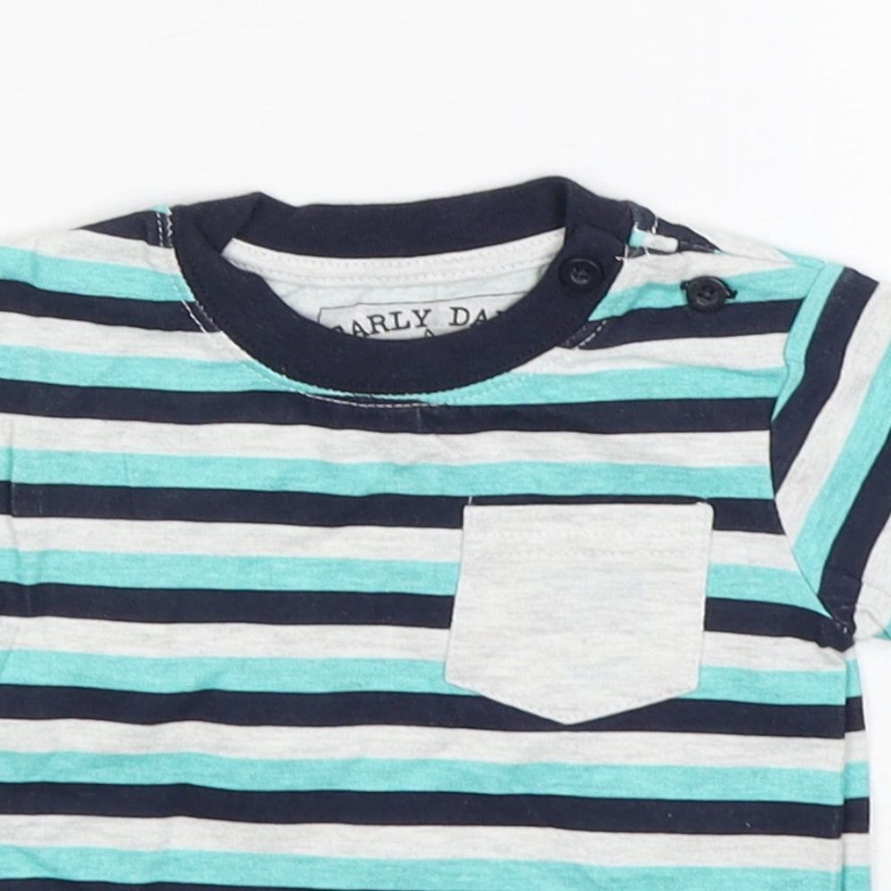Early Days Boys Multicoloured Striped Cotton Basic T-Shirt Size 3-6 Months Round Neck