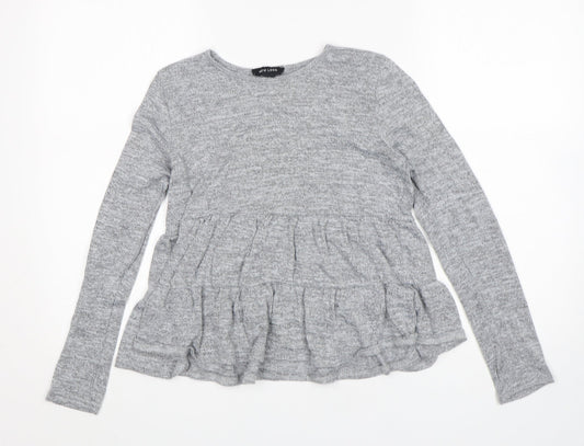 New Look Womens Grey Round Neck  Polyester Pullover Jumper Size S
