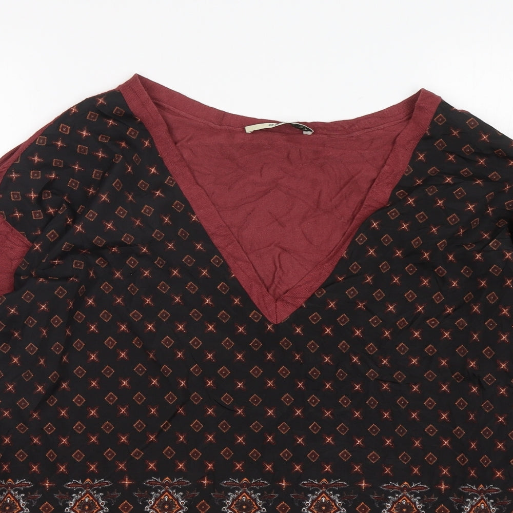 Oasis Womens Multicoloured V-Neck Fair Isle Viscose Pullover Jumper Size S
