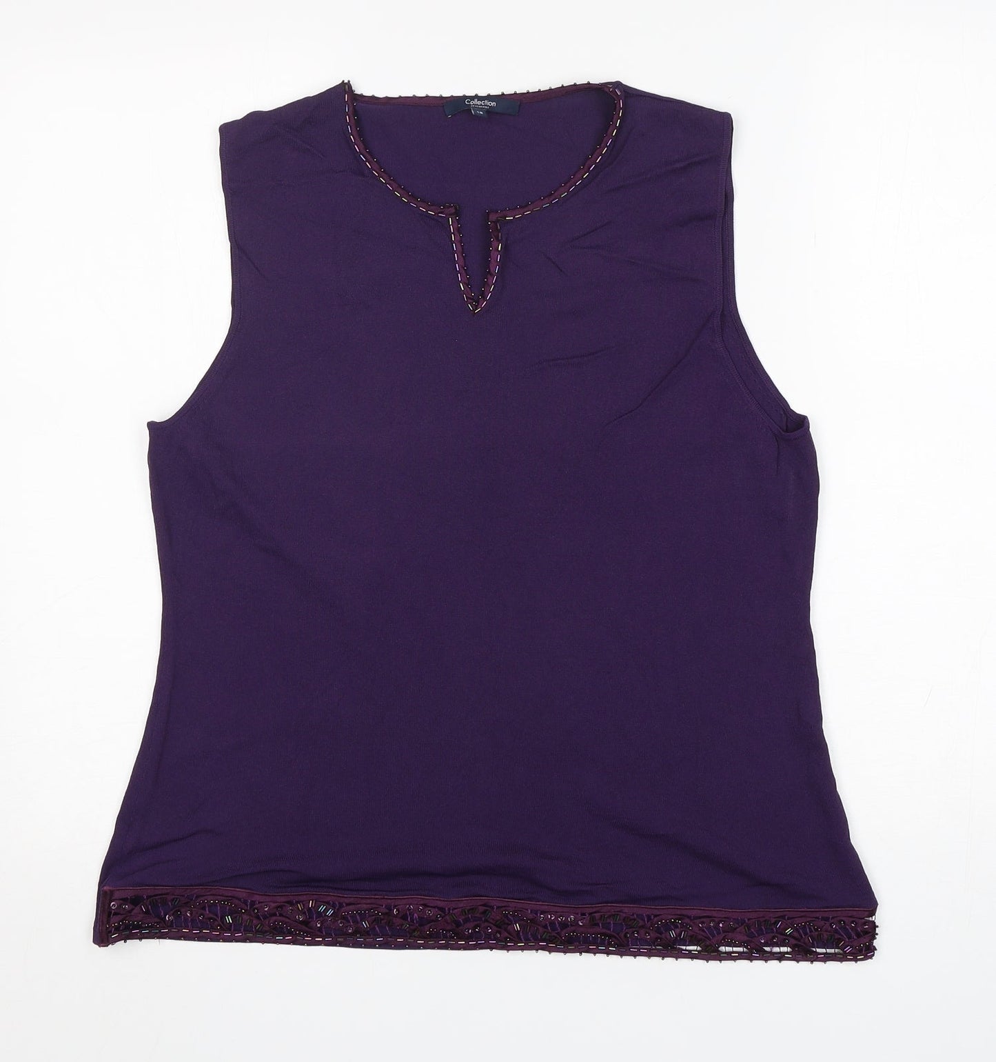 Debenhams Womens Purple V-Neck  Viscose Vest Jumper Size 18