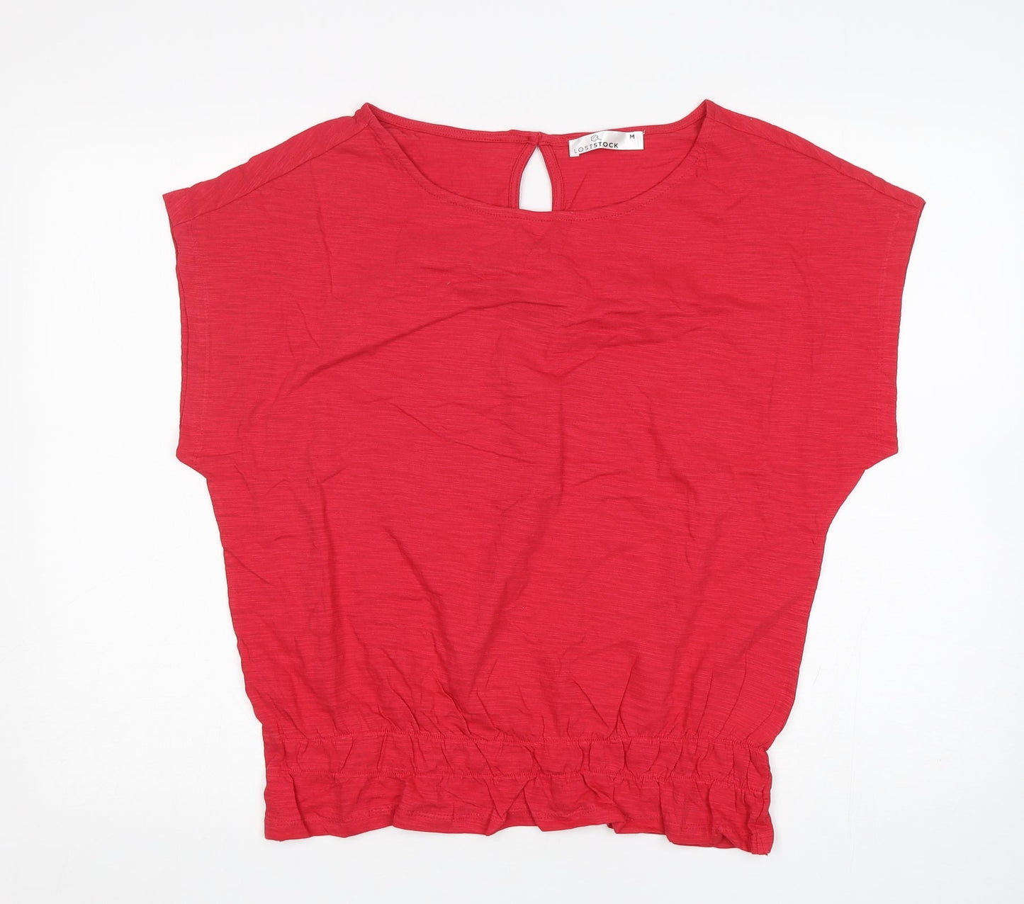 Loststock Womens Pink  Cotton Basic Blouse Size M Round Neck