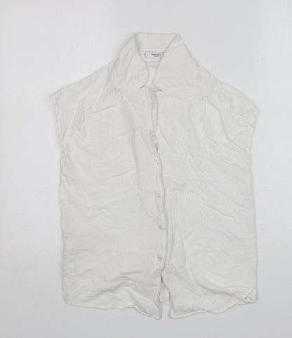 Mango Womens White  Viscose Basic Button-Up Size XS Collared