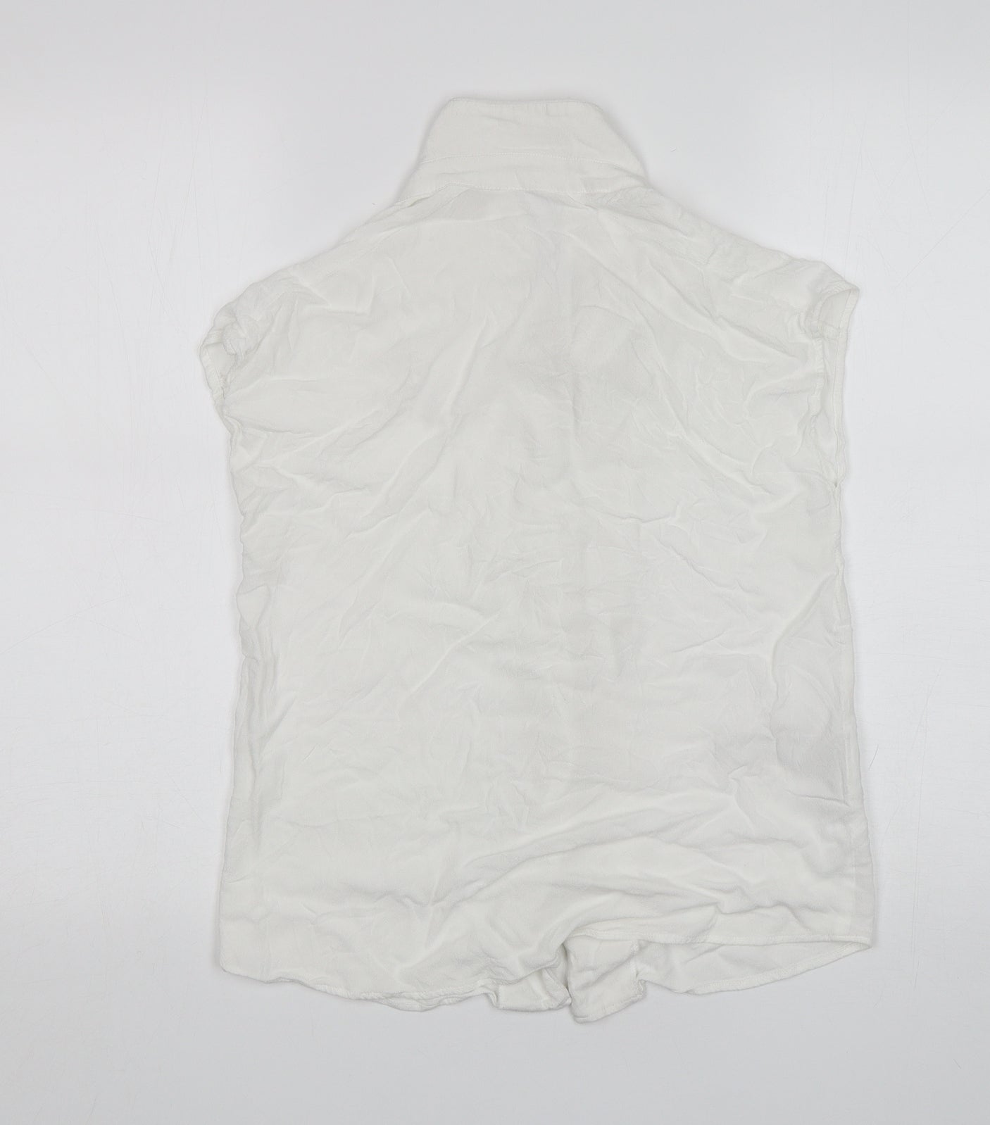 Mango Womens White  Viscose Basic Button-Up Size XS Collared