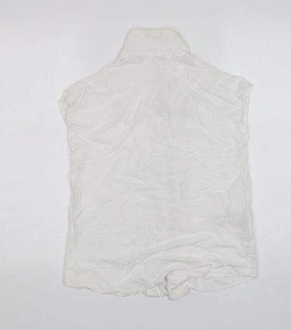 Mango Womens White  Viscose Basic Button-Up Size XS Collared