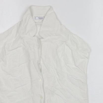Mango Womens White  Viscose Basic Button-Up Size XS Collared
