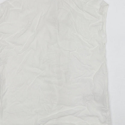Mango Womens White  Viscose Basic Button-Up Size XS Collared