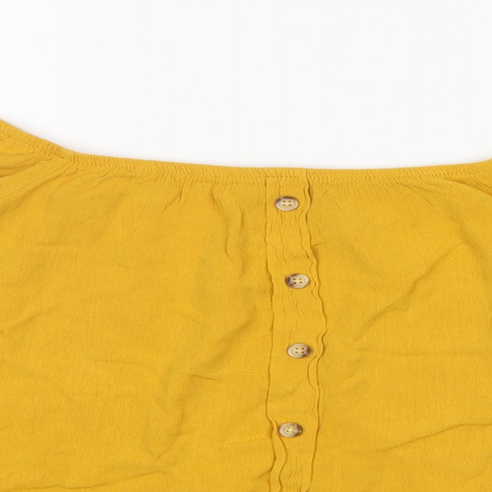 Select Womens Yellow  Viscose Basic Blouse Size 14 Boat Neck