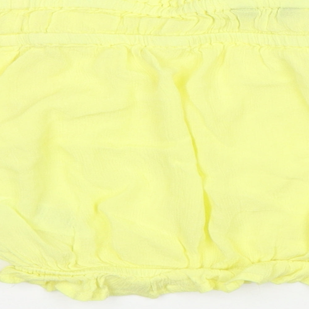 New Look Womens Yellow  Viscose Cropped Blouse Size 10 Boat Neck