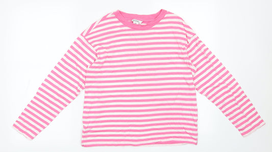 MONKL Womens Pink Striped Cotton Pullover Sweatshirt Size 2XS  Pullover