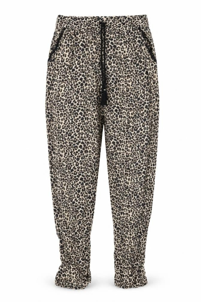 Primark Womens Brown Animal Print Viscose Jogger Trousers Size 2XS L28 in Regular Tie