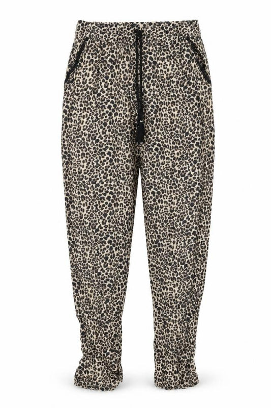 Primark Womens Brown Animal Print Viscose Jogger Trousers Size 2XS L28 in Regular Tie