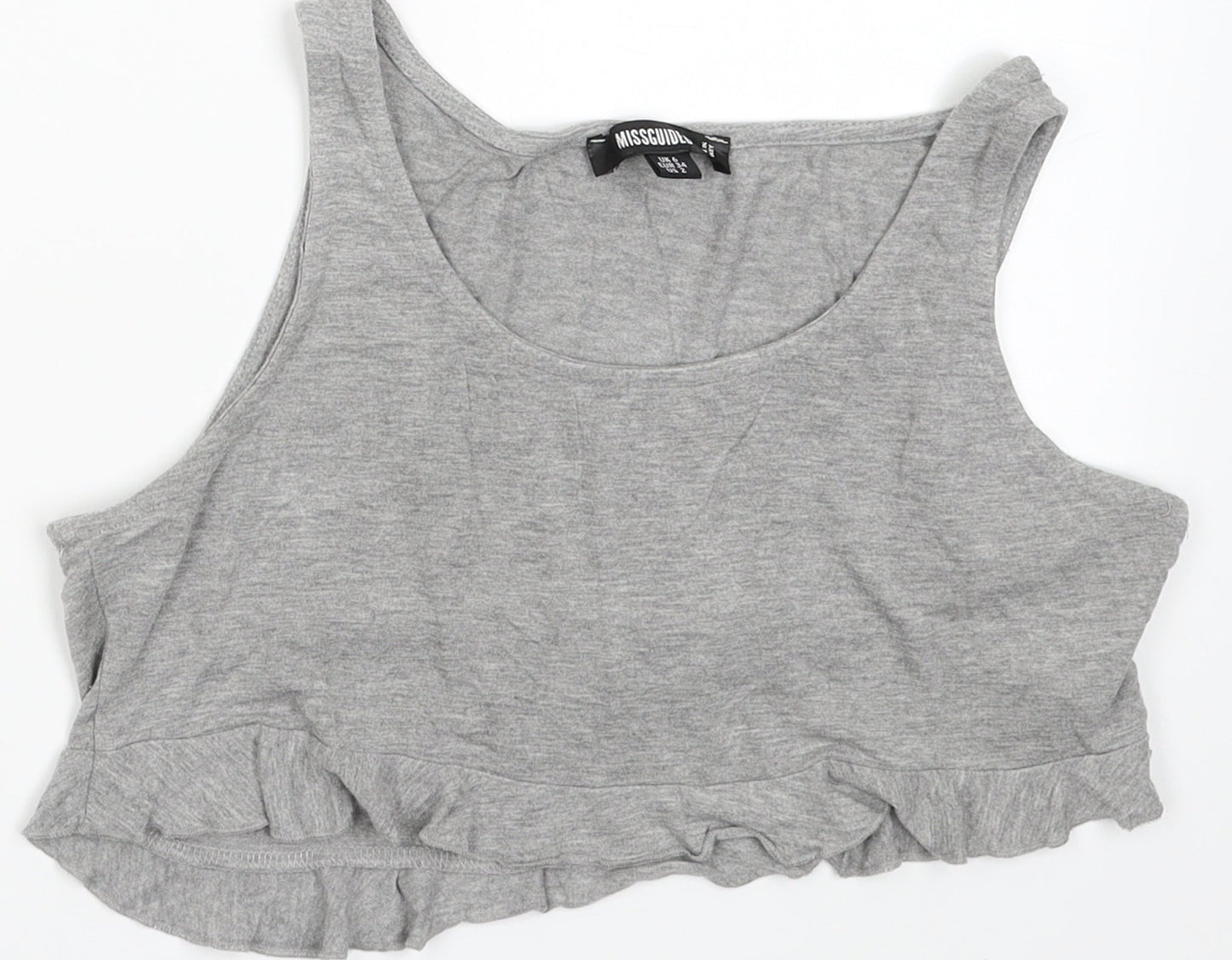 Missguided Womens Grey  Viscose Cropped Tank Size 6 Scoop Neck