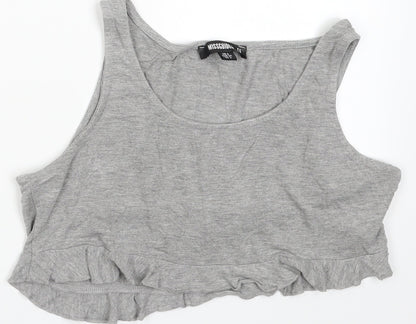 Missguided Womens Grey  Viscose Cropped Tank Size 6 Scoop Neck