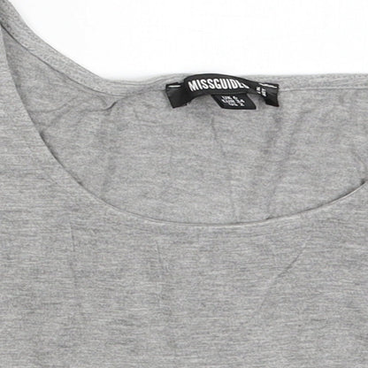 Missguided Womens Grey  Viscose Cropped Tank Size 6 Scoop Neck