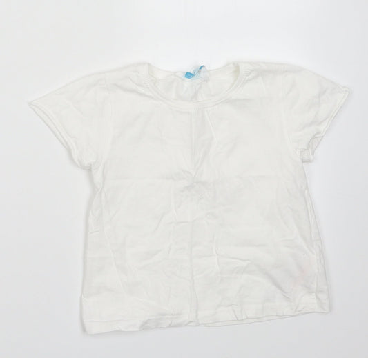 Primark Girls White  Cotton Basic T-Shirt Size 8-9 Years Crew Neck Pullover