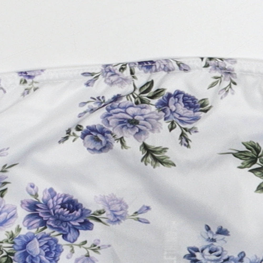 PRETTYLITTLETHING Womens Purple Floral Polyester Tunic Tank Size 8 Off the Shoulder