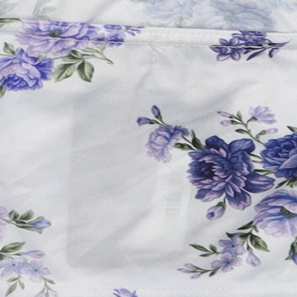 PRETTYLITTLETHING Womens Purple Floral Polyester Tunic Tank Size 8 Off the Shoulder