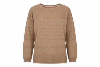 Isaac Mizrahi Womens Brown Striped Cotton Pullover Sweatshirt Size M  Pullover