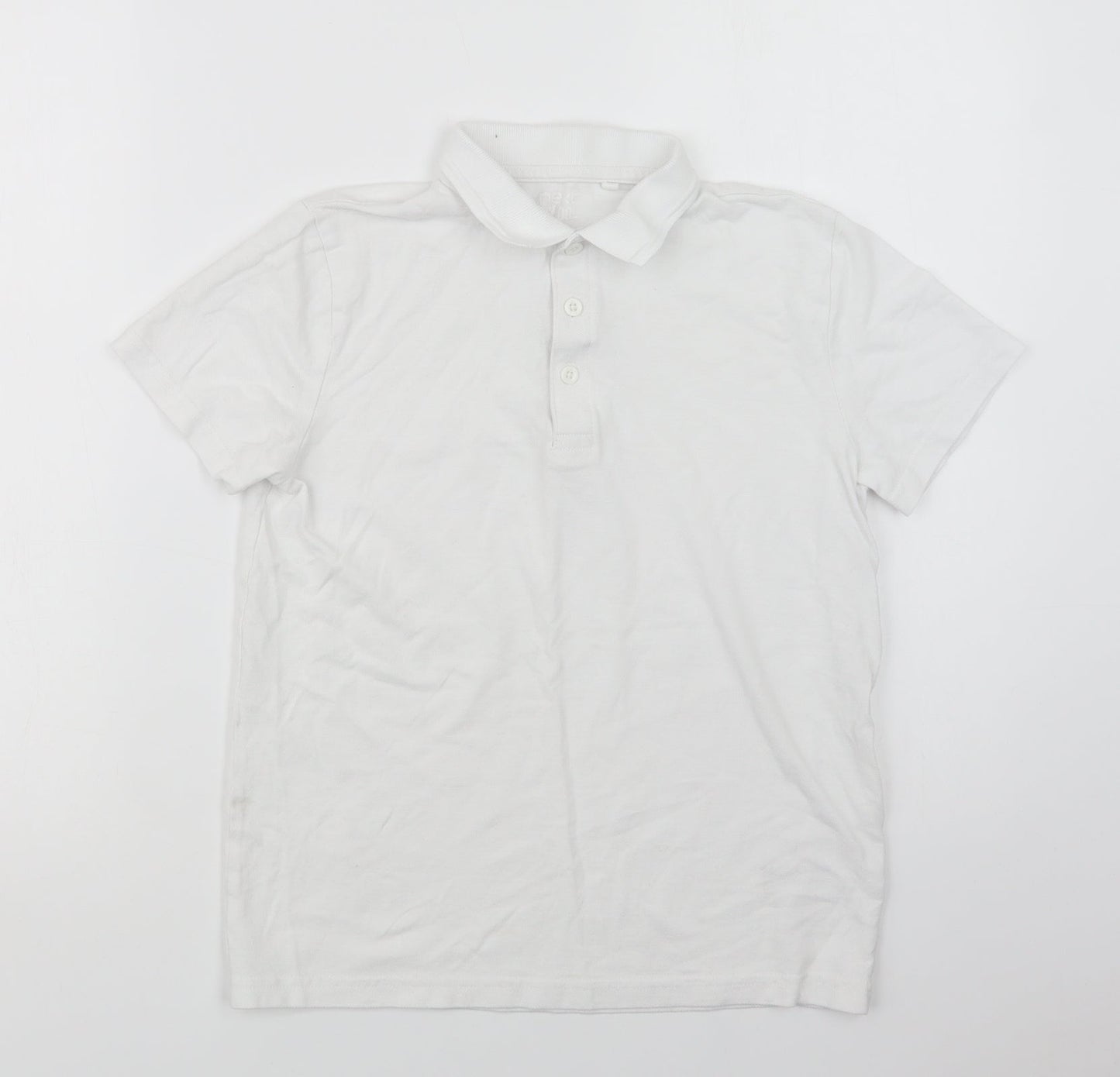 NEXT Girls White  Cotton Basic Polo Size 12 Years Collared Button - School Wear