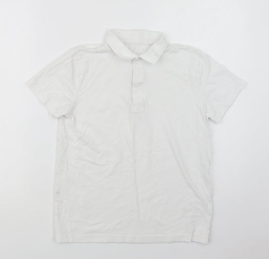 NEXT Girls White  Cotton Basic Polo Size 12 Years Collared Button - School Wear