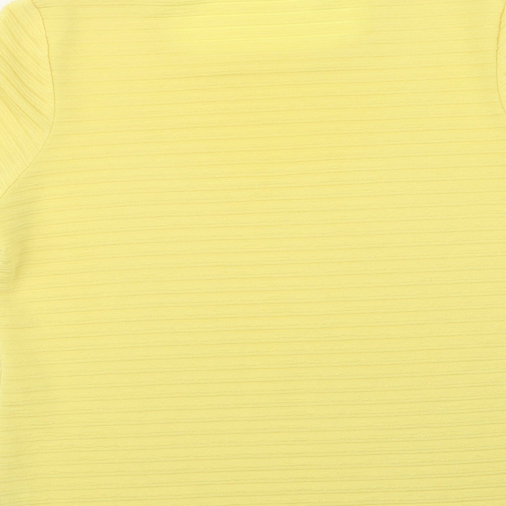 Platinum Womens Yellow  Polyester Basic Blouse Size M Crew Neck