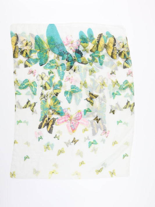 Preworn Womens White Geometric   Scarf    - Butterfly Print