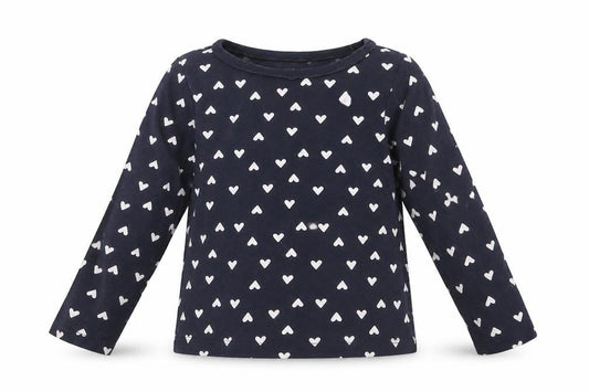 H&M Girls Blue Geometric Cotton Basic Polo Size 2 Years Crew Neck  - Heart Print