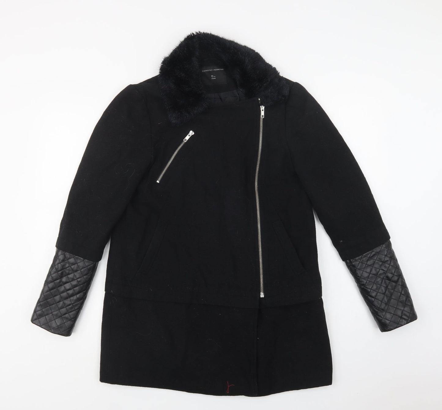 Dorothy Perkins Womens Black   Biker Coat Size 10  Zip