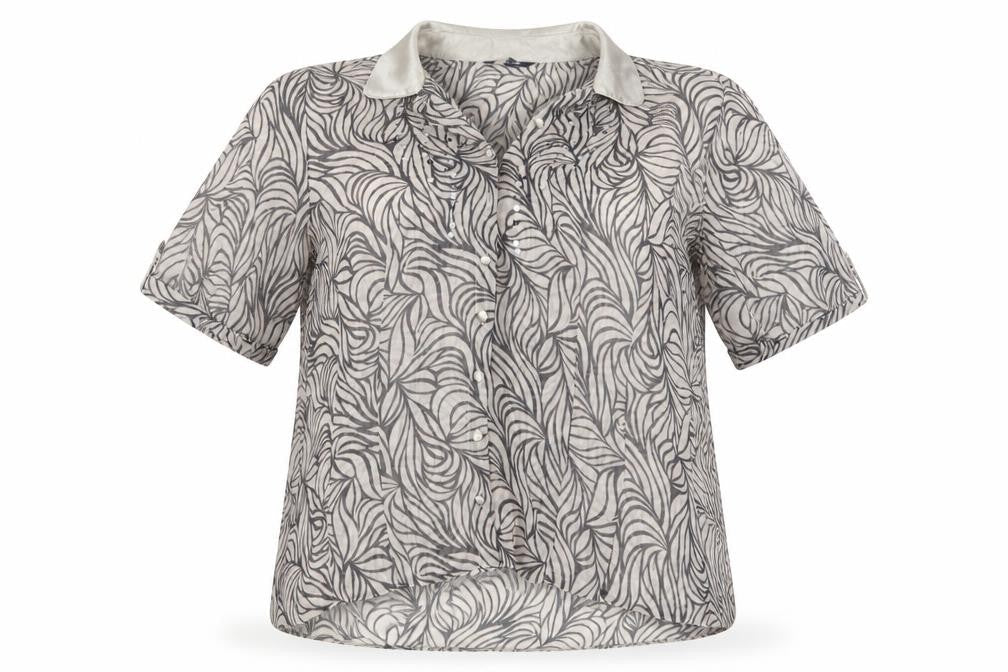 Debenhams Womens Grey Geometric Polyester Basic Button-Up Size 16 Collared